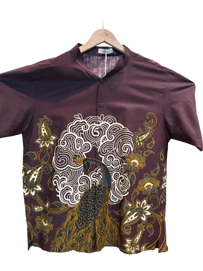 Oriental Peacock Mandarin Collar Batik Shirt