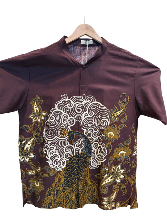 Oriental Peacock Mandarin Collar Batik Shirt