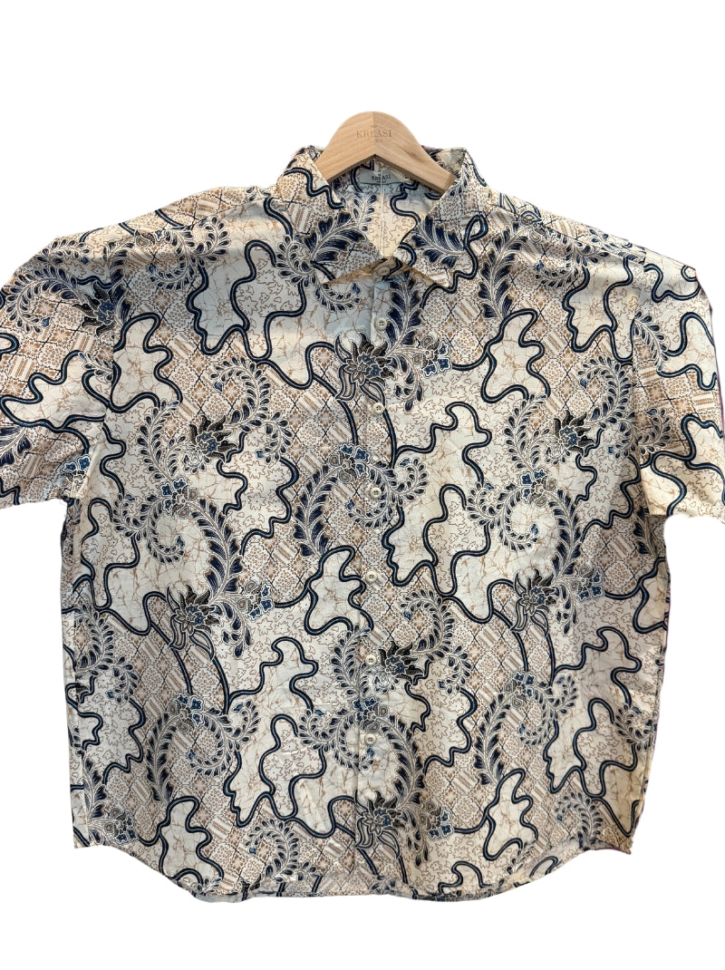 Ivory Spirals - Short Sleeve Batik Shirt