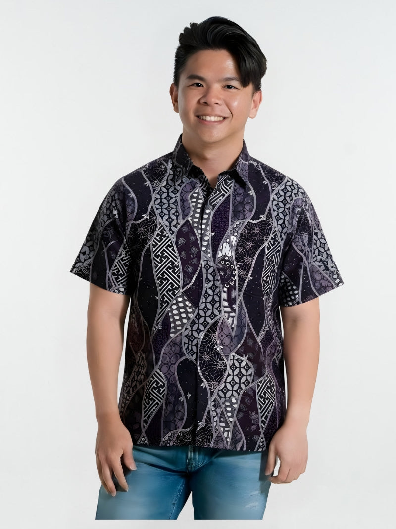 Twilight Currents - Short Sleeve Batik Shirt