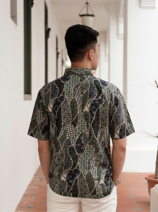 Twilight Currents - Short Sleeve Batik Shirt