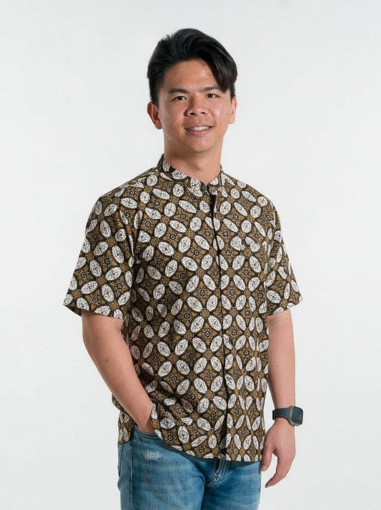 Golden Sphere Mandarin Collar Batik