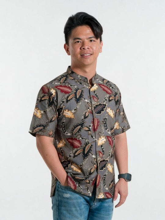 Ash Dusk Mandarin Collar Batik