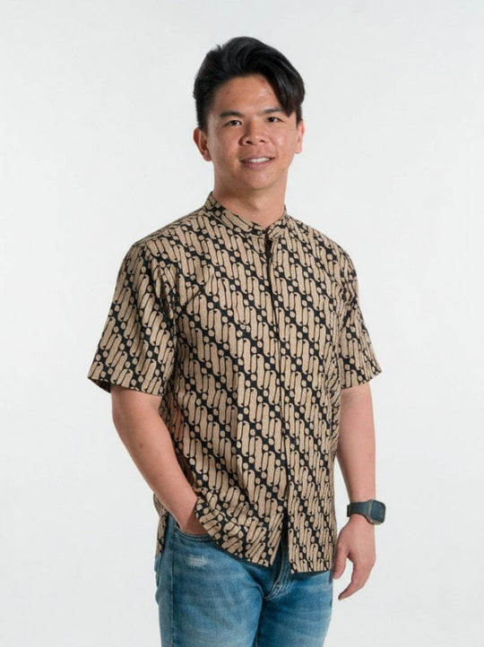 Coffee Beans Mandarin Collar Batik