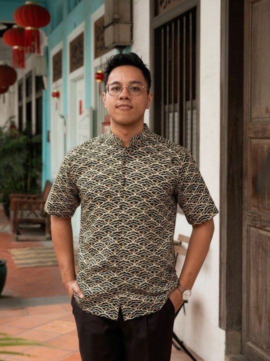 Cloudy Radiance Mandarin Collar Batik