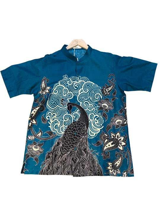 Oriental Peacock Mandarin Collar Batik Shirt