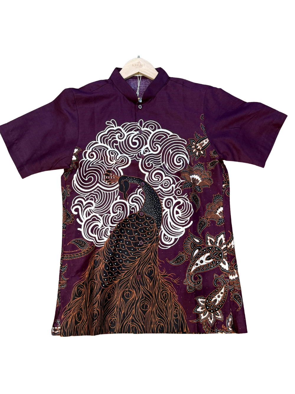 Oriental Peacock Mandarin Collar Batik Shirt
