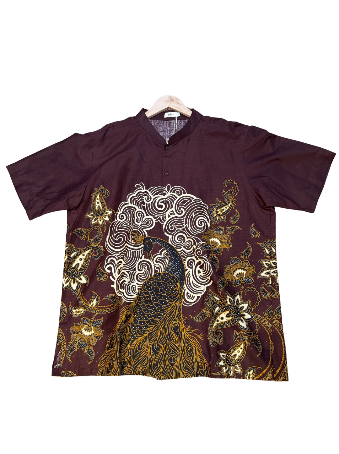 Oriental Peacock Mandarin Collar Batik Shirt