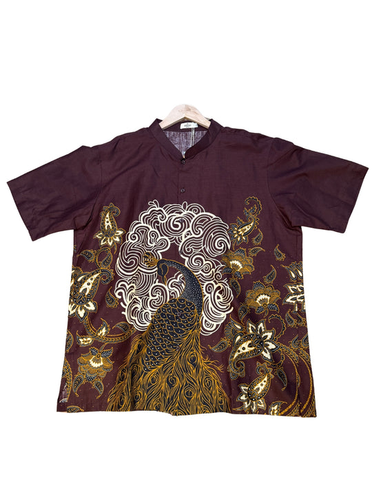 Oriental Peacock Mandarin Collar Batik Shirt